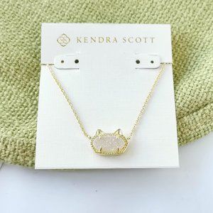 BRAND NEW Kendra Scott Elisa Cat Iridescent Drusy Gold Pendant Necklace